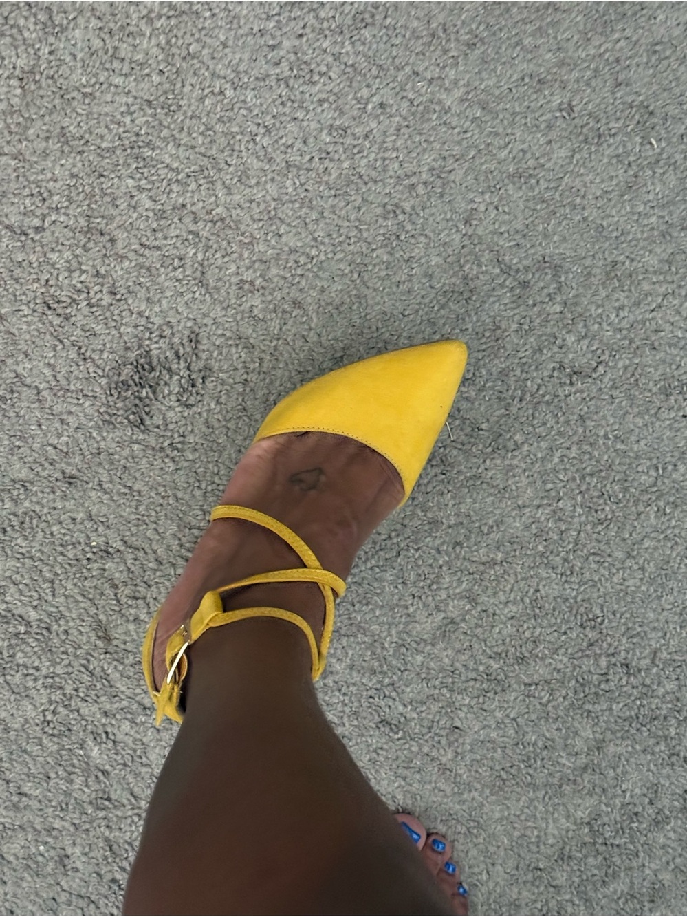 Ollie Yellow Pointed Toe Strappy Women's Flat